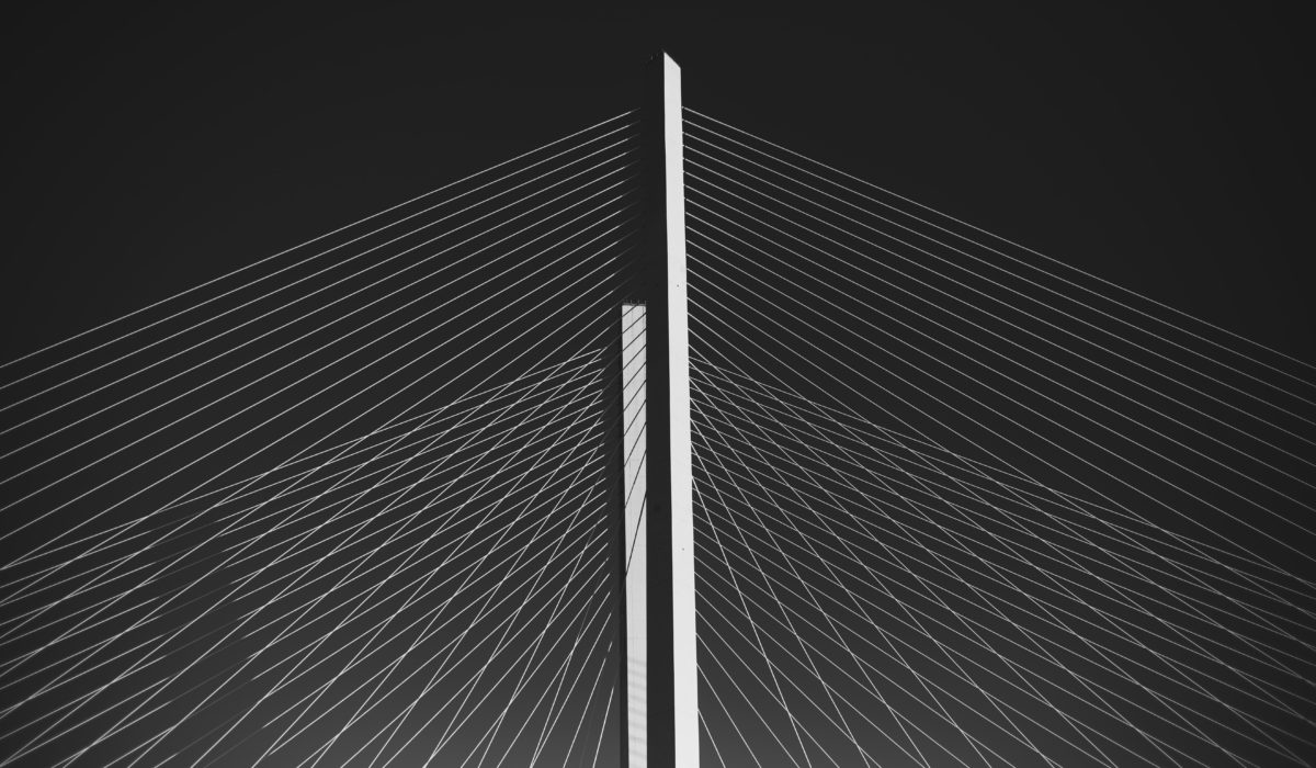 Suspension bridge cables and tower in symmetry